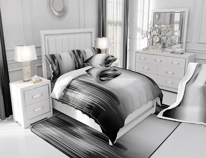 jejeloiu Grey and Black Curtains for Bedroom Living Room (2 Panels, 38 x 45 Inch) Modern Art Darkening Drapes Decor Vintage Messy Rust Blackout Curtains Gradient Stryle Window Treatments