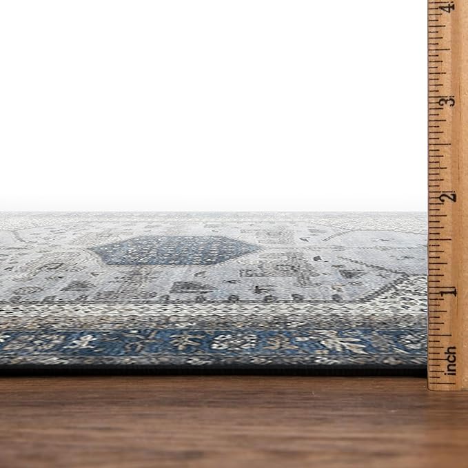 Keen Home Design 5x7 Rug - Machine Washable Area Rug with Non-Slip Backing, Ideal for Living Room, Dining Room, Bedroom - Vintage, Easy Clean, Durable, Low Pile Rug - (5' x 7')