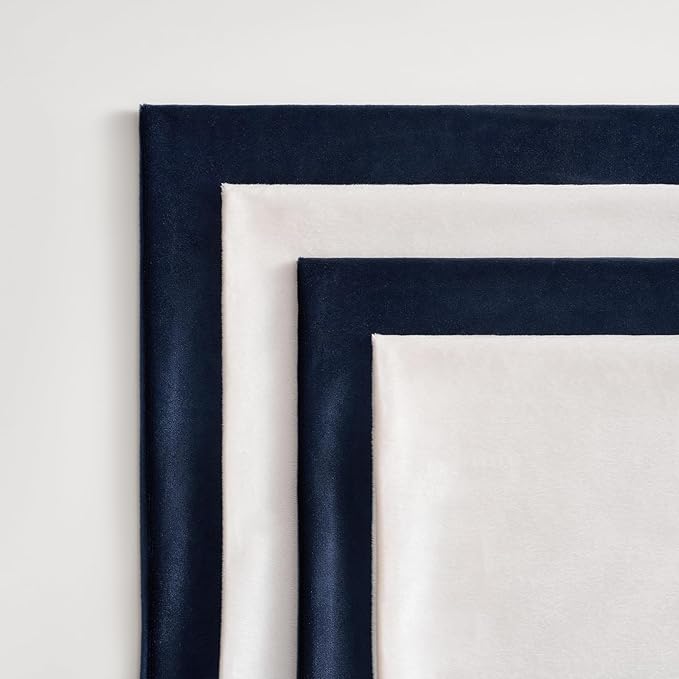 GIGIZAZA Decorative Velvet Pillow Covers - 16x16 Throw Pillows Soft Navy Blue Beige Covers Accent for Couch Living Room Bed Square Modern Luxury Cushion Covers Home Decor Set of 4