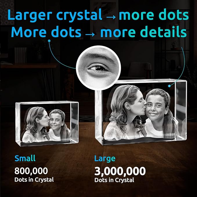 ArtPix 3D Crystal Photo, Personalized Gifts for Women, Wife, Mom, Her, Him, Men, Great Customized Gift With Your Own Photo - Anniversary, Wedding, Birthday - Custom Glass 3D Laser Etched Picture Frame
