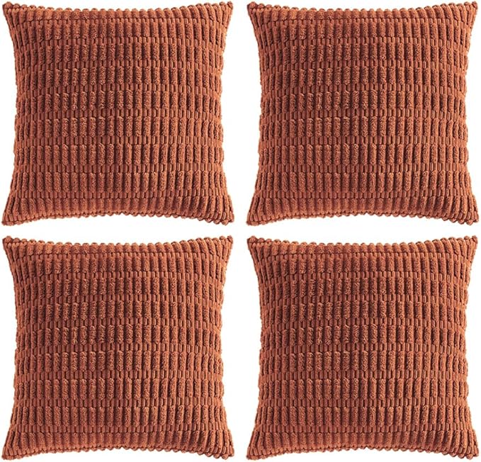 Fancy Homi 4 Packs Decorative Throw Pillow Covers for Living Room Couch Bed, Modern Farmhouse Boho Home Décor Accent Cushion Case, 20" x 20", Rust