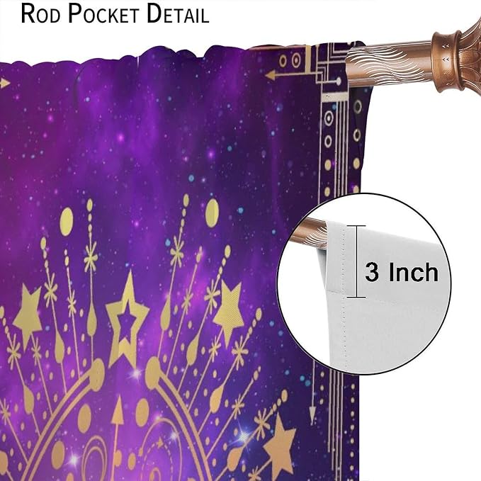Sun Moon Blackout Curtains, Abstract Bohemian Universe Starry Sky Galaxy Mystic Art Window Drapes, for Bedroom Living Room 42" W X 45" L