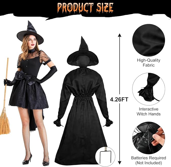 Halloween Decorations Outdoor - 5 Pack 4.3 FT Light Up Holding Hands Witches with Color Changing Glowing Faces - Halloween Witch Decor with Stake for Yard Lawn Garden Porch Haunted House Decor