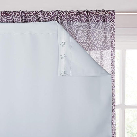 KGORGE Blackout Curtain Liners - Hang with Rod Pocket/Hooks, for 63-inch Long Curtains Thermal Insulated Energy Saving Drapes (2 Panels, W27 x L60 Each, Grayish White, Bonus Hooks)
