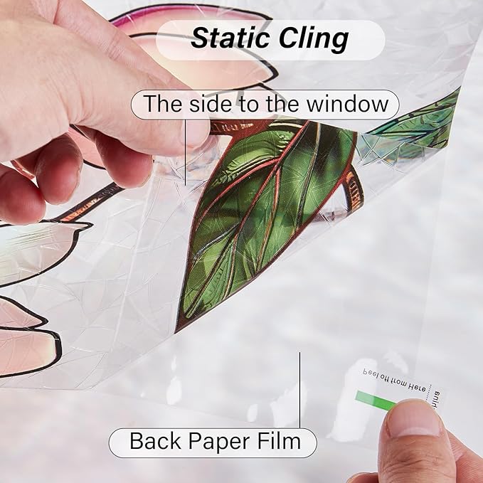 Ranzdn Window Privacy Film - Stained Glass Window Film Static Cling UV & Heat Blocking Rainbow Window Film for Glass Doors, Bedroom Windows - No Glue Premium Vinyl (Easy Install,45.2"×78.7")