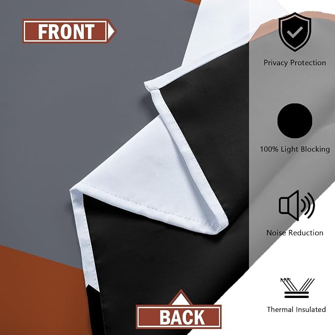 Tyrot Burnt Orange 100% Blackout Curtains for Bedroom 84 inch Length 2 Panels Set Grey Modern Abstract Geometric Fall Black Out Curtains Insulated Room Darkening Window Drapes for Living Room, 42Wx84L