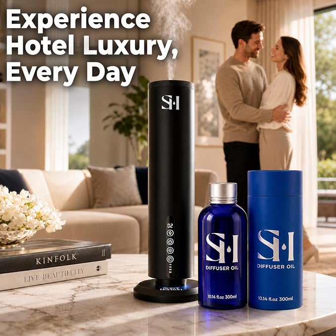 Santal ST09 Hotel Scent Diffuser Oil | 2 Pack of 10.14 Fl Oz (300ml) - Waterless Diffuser Oil Refill & Highly Concentrated Fragrance Oil, Diffuser Oil Scents Luxury