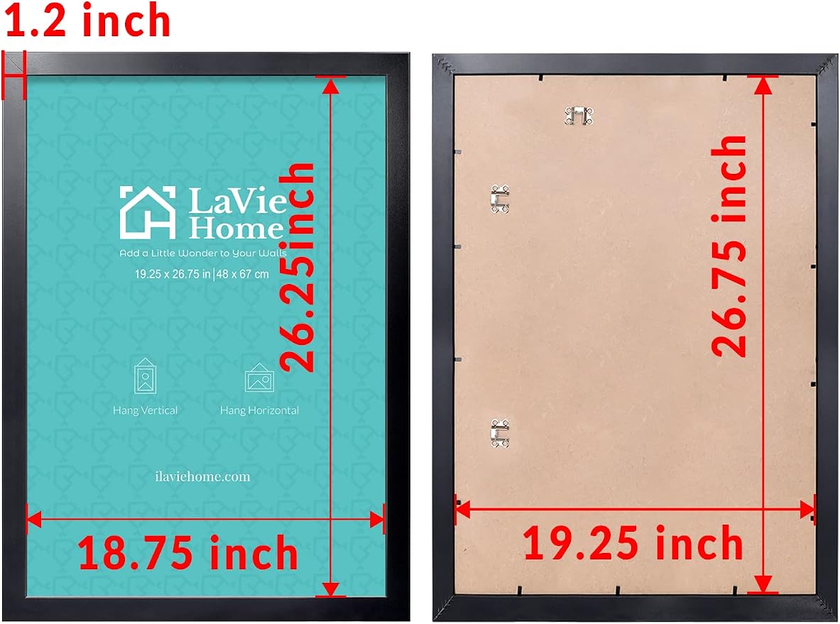LaVie Home 19.25x26.75 Picture Frame Black, Puzzles Frame for Wall Decoration, Classic Black Minimalist Style Suitable for Decorating Houses, Offices, Hotels, Puzzles Posters Photos or Artwork（1 Pack）