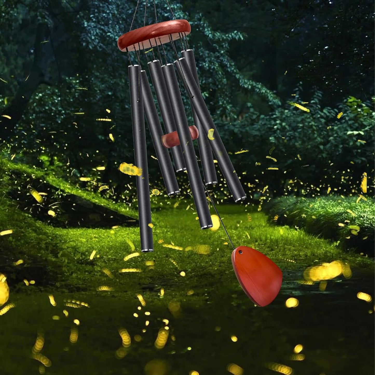 28" Black Wind Chimes for Mothers Day, Decorative Wind Chimes for Outside, Memorial Windchimes Remembrance Gift for Women Mom Grandma, Metal Windchime Outdoor Decor for Garden Patio Zen