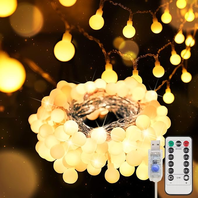 suddus 50 LED Classroom Globe String Lights USB Warm White with Remote | Hanging Fairy Lights With Timer,String Lights for Bedroom for Bedroom, Dorm, Classroom Christmas,Indoor,Outdoor Decor