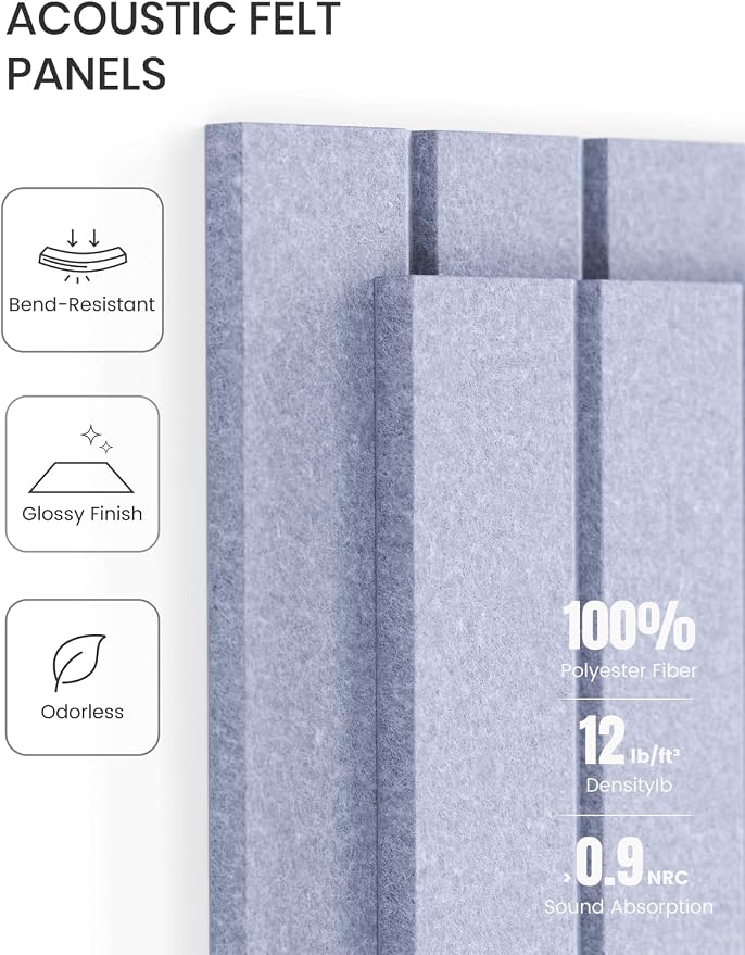 Fluxynara Large Felt Bulletin Board 48" x 36" Cork Board Alternative-12 Pack with 64 Safe Removable Adhesive Tabs, Cork Boards for Walls for Home Office Classroom Pin Board -Soft Periwinkle