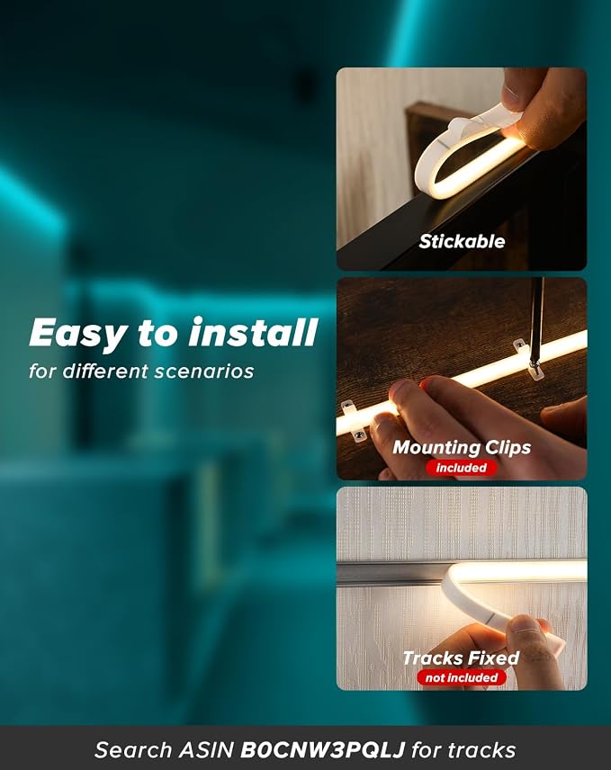 Shine Decor COB LED Rope Light AC 120V, 800lm Ultra Bright, IP65 Waterproof Cold-Resistant ETL Neon Strip, No Driver Tape Lighting for Home Commercial 10x4.5mm, Ice Blue, 32.8ft