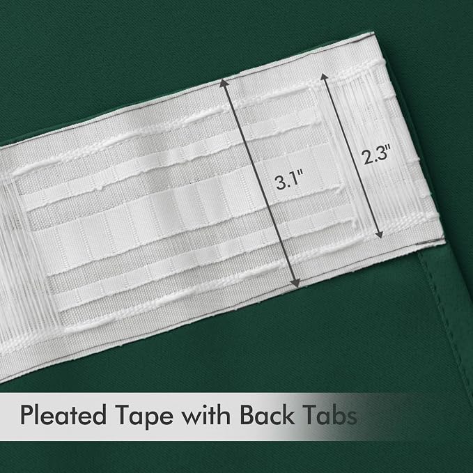 MIULEE Christmas Hunter Green Back Tab Blackout Curtains 84 Inch Length 2 Panels Set for Living Room Bedroom, Rod Pocket/Pinch Pleat Thermal Insulated Room Darkening Pleated Light Blocking Drapes