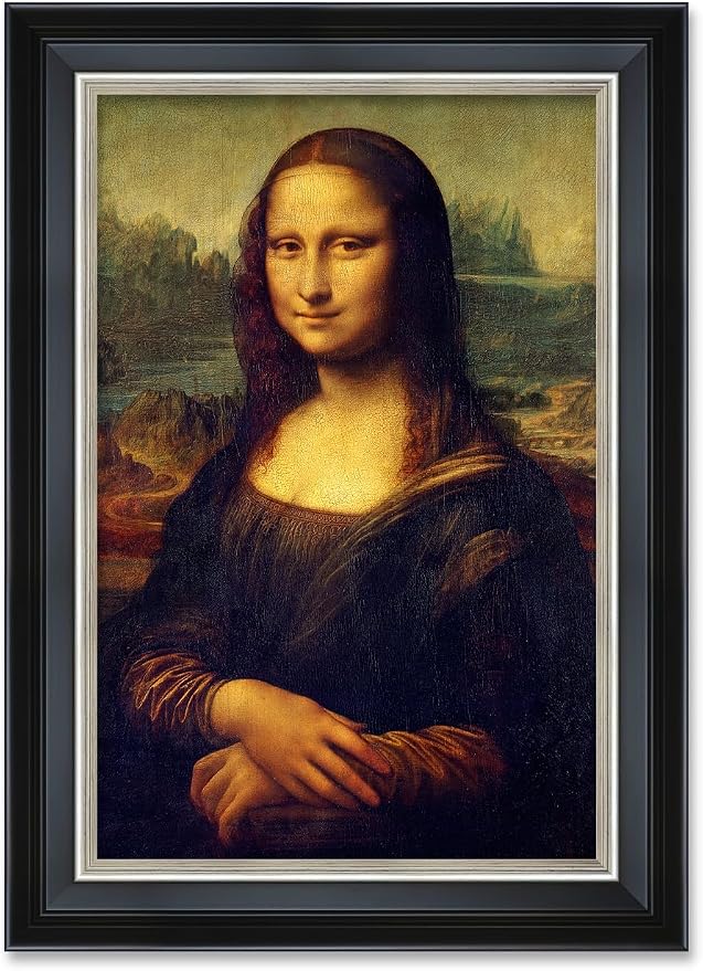 DECORARTS - Reproduction of Leonardo DaVinci's Mona Lisa. Giclee Print on Canvas. Framed Wall Art, Ready to Hang, for Home and Office Decoration. Total Size w/Frame: 15.25x21.25