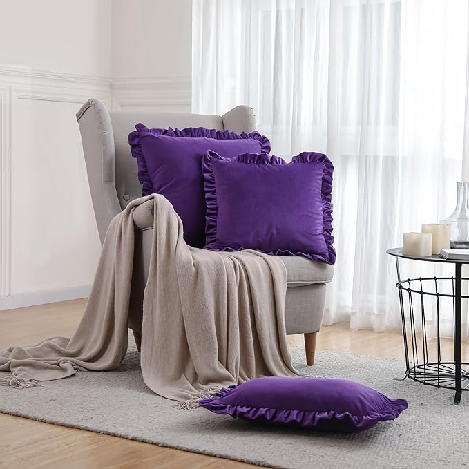 bilin gaier Velvet Purple 12x20 Throw Pillow Covers Set of 2,Spring Home Decor Pillow Covers with Zipper for Indoor & Outdoor Use,Rectangular Decorative Pillow Cases for Couch,Bed,Living Room