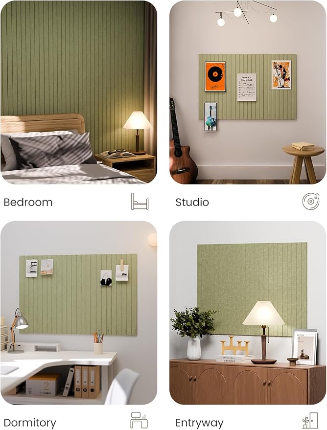 Fluxynara Large Felt Bulletin Board 48" x 36" Cork Board Alternative - 6 Pack with 32 Safe Removable Adhesive Tabs, Cork Boards for Walls Cork Board for Home Office Classroom Pin Board -Olive Green
