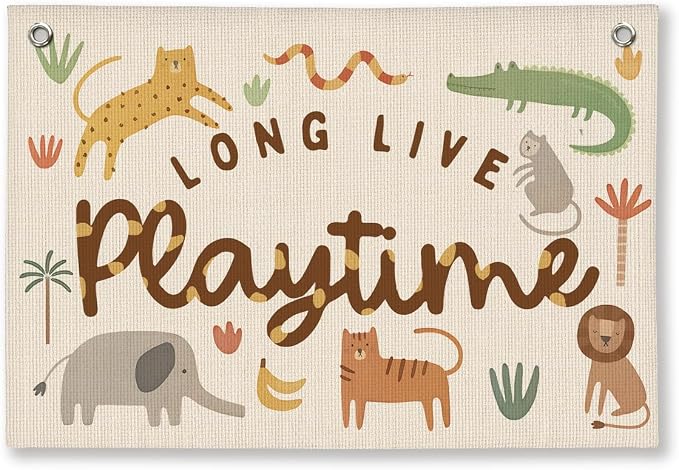 Playroom Woodland Animal Wall Decor, Toddler Playroom Decor Hanging Linen Banner,Play Room Wall Decor for Nursery Nursery, 20x30 Inch