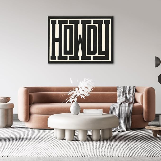 QIYFFBN Framed Funky Big Howdy Canvas Wall Art Western Modern Decor Black and White Southwestern Country Ranch Sign Picture Print Minimalism Trendy Farmhouse Living Room Poster Art(12x16in Framed)