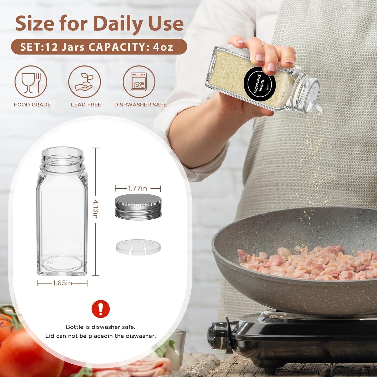 2 Pack Magnetic Spice Rack with 12 Spice Jars, Spice Labels, Magnetic Spice Organizer Shelf for Refrigerator, Microwave, Seasoning Organizer for Kitchen, Spice Jars with Label and Organizer Rack