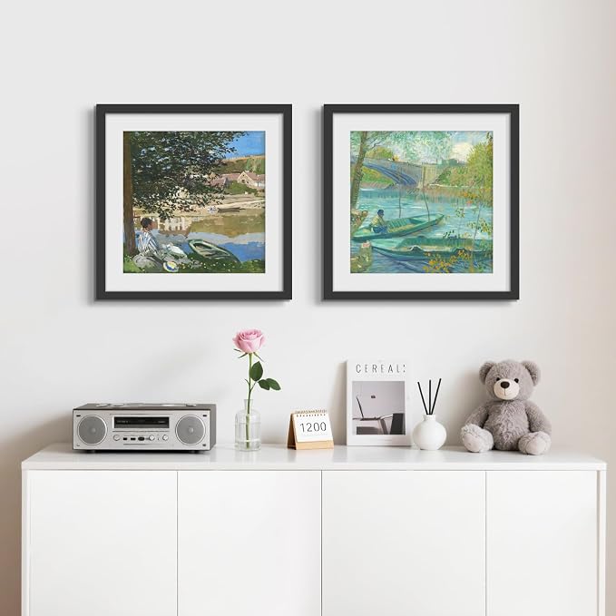 Picrit 20x20 Picture Frame 3 Pack, Black Poster Frame, Display Poster 16 x 16 with Mat or 20 x 20 without Mat for Horizontal or Vertical Wall Mounting
