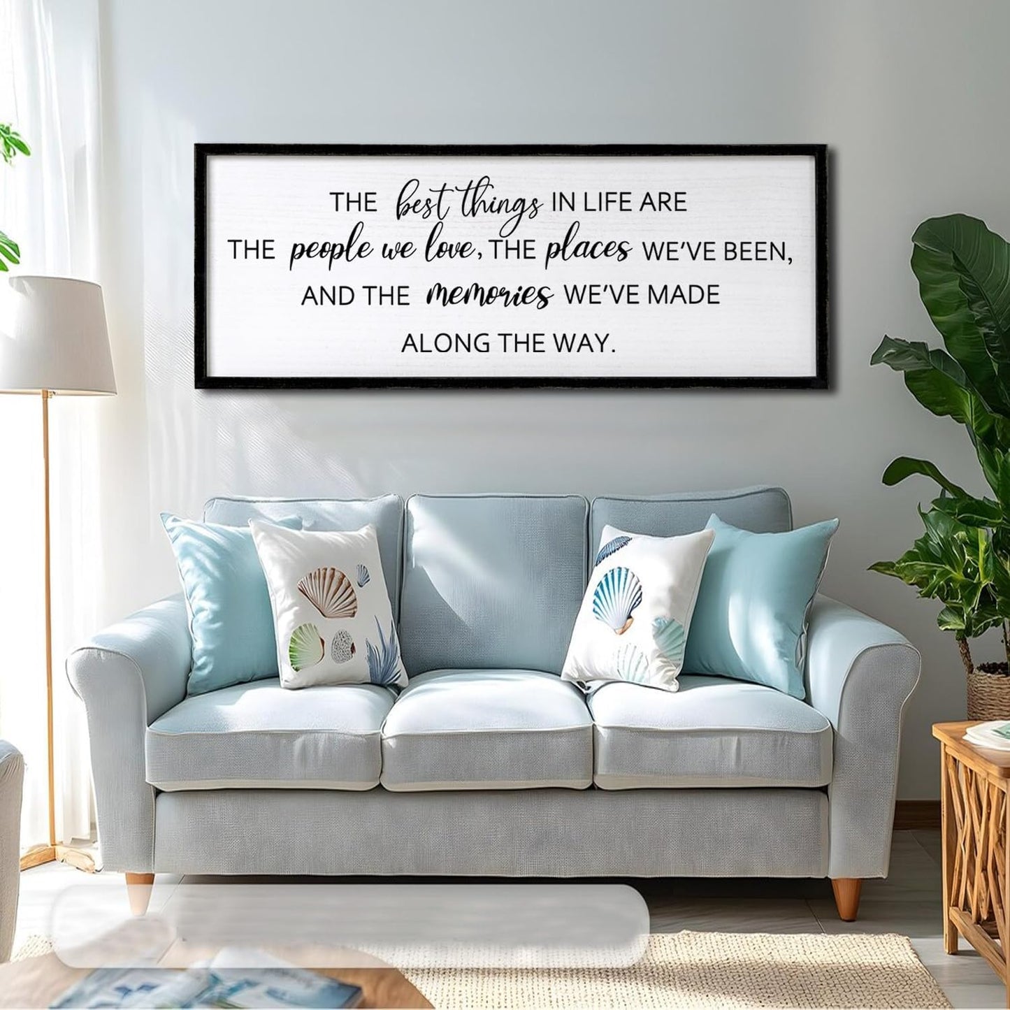 The Best Things in Life Framed Wall Art, 40''×15'' Rustic The Best Things in Life Sign for God Jesus Christ Prayer, Horizontal Holy Inspirational Family Home Decor