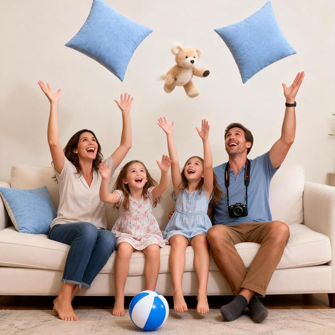 Throw Pillows with Inserts Included, 18x18 Couch Pillows,Throw Pillows for Couch,Blue,2 Pack.