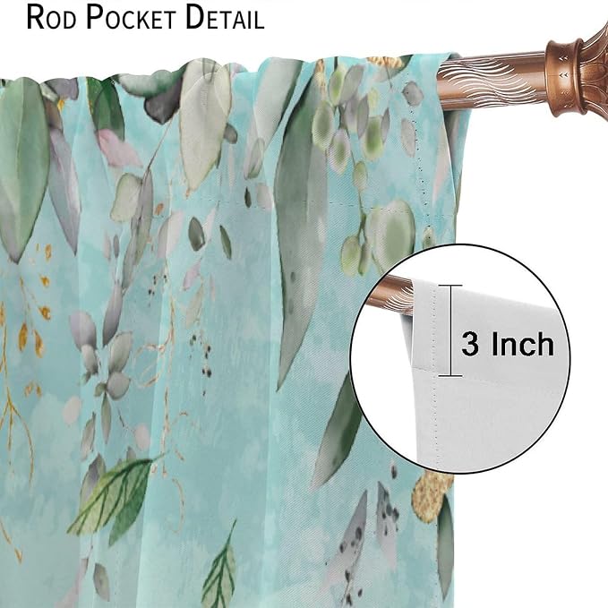 YCness Kid Forest Woodland Animal Fox Elk Bear Watercolor Print Curtains - Nursery Bedroom Living Room, Rustic Safari Wild Animal Blackout Window Drapes 2 Panel Set, 55x63 Inch