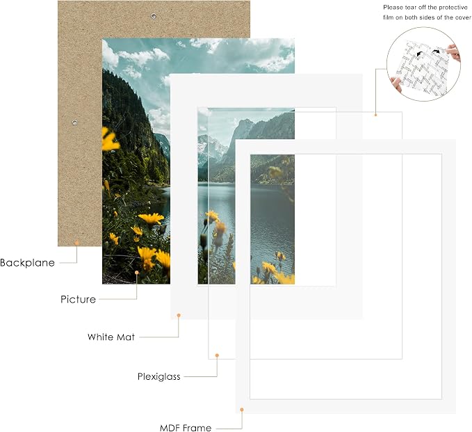 Picrit 19x27 Picture Frame 3 Pack, White Poster Frame, Display Poster 16 x 24 with Mat or 19 x 27 without Mat for Horizontal or Vertical Wall Mounting