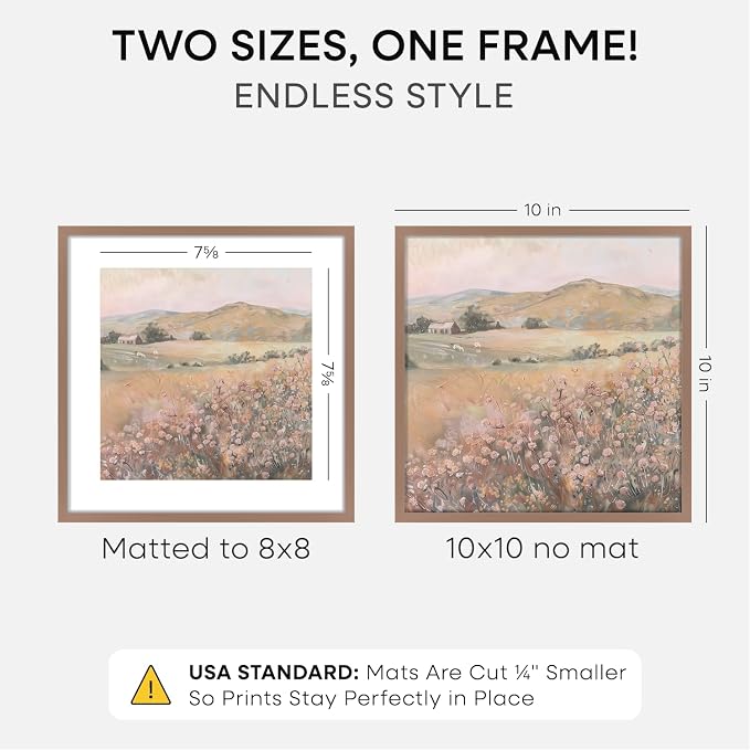 Homeforia 10x10 Mocha Picture Frame, High End Metal 10 by 10 Square Frames with Mat 8 x 8 Opening, 10by10 Poster Frames Matted to 8x8 Photo, Wall or Tabletop Frames, Tempered Glass, Wall Kit, Set of 2