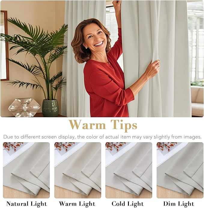 H.VERSAILTEX Blackout Curtains Thermal Insulated Window Treatment Panels Room Darkening Blackout Drapes for Living Room Back Tab/Rod Pocket Bedroom Draperies (2 Panels, Pale Oak, 52 x 84 Inch)