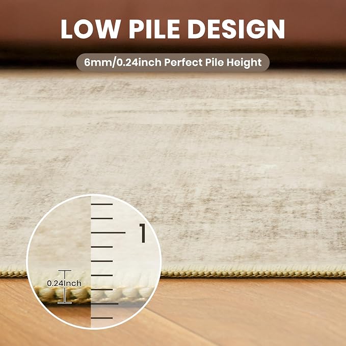 zesthome Washable Area Rug 6x9, Large Abstract Rugs for Living Room, Non-Slip Stain Resistant Rugs, 6x9 Area Rugs for Bedroom, Dining Room, Ultra-Thin Indoor Area Rugs (Brown, 6'x9')