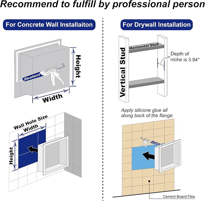 Stainless Steel Shower Niche 30" X 12" White with 3-Tiers Shelves No Tile Needed Niche Shower for Bathroom Storage Recessed Shower Shelves Over Mount Installation