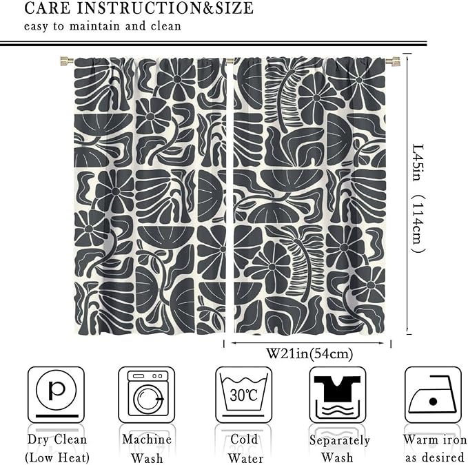 JESTRONRY Mid Century Boho Curtains, Modern Abstract Abstract Geometric Floral Pattern Print Blackout Window Door Curtains for Bedroom Living Room Home Decor 42x45in