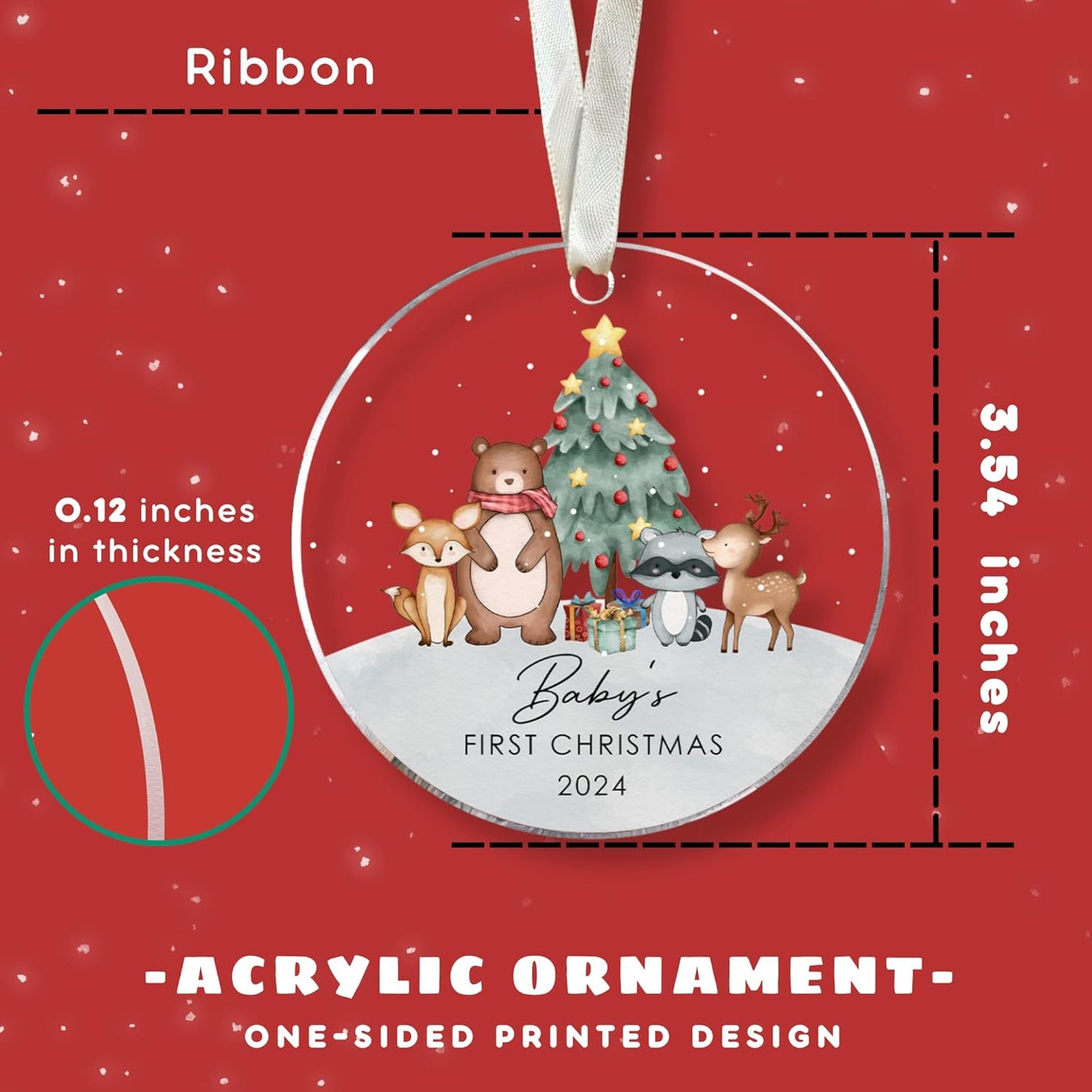 Baby's First Christmas Ornament 2024 - Acrylic Baby Boy Ornament