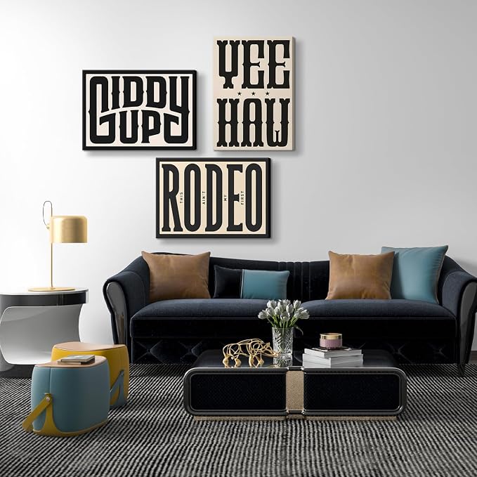 Framed Western Wall Art Vintage Southwestern Canvas Wall Decor This Ain't My First Rodeo Wall Art Southwestern Country Ranch Poster Trendy Modern Cowboy Cowgirl Picture Print(24x36in)