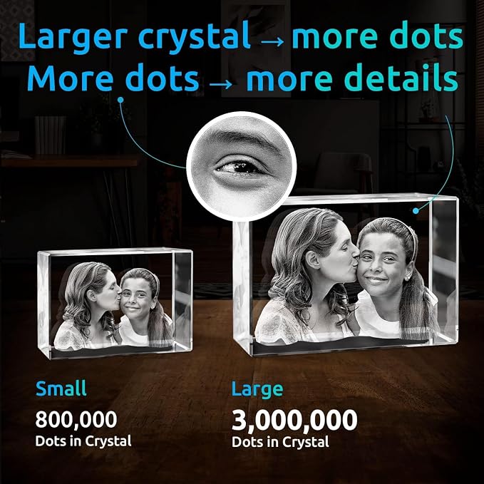 ArtPix 3D Crystal Photo, Personalized Gifts for Women, Wife, Mom, Her, Him, Men, Great Customized Gift With Your Own Photo - Anniversary, Wedding, Birthday - Custom Glass 3D Laser Etched Picture Frame