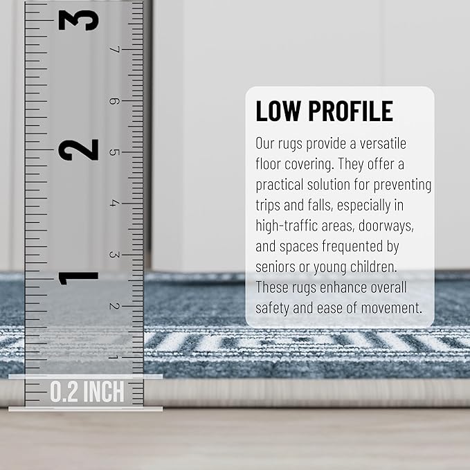 Ottomanson Aisle Runner Rug 2'7" x 26' – Soft Non-Slip Rug, Low Pile Carpet for Hallways, Events, Churches & Extra-Long Indoor Spaces, Greek Border Greyish Blue