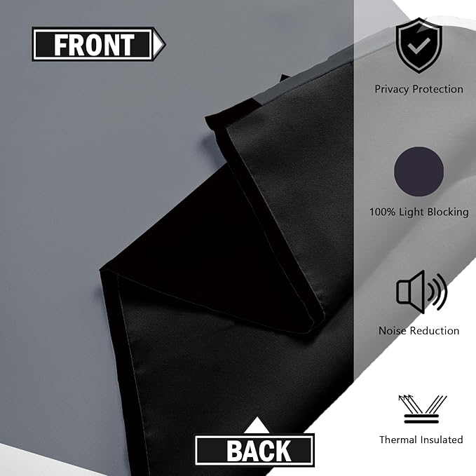 Tyrot Black Grey 100% Blackout Curtains for Bedroom 72 inch Length 2 Panels Set White Grey Modern Abstract Geometric Black Out Curtains Insulated Room Darkening Window Drapes for Living Room, 42Wx72L