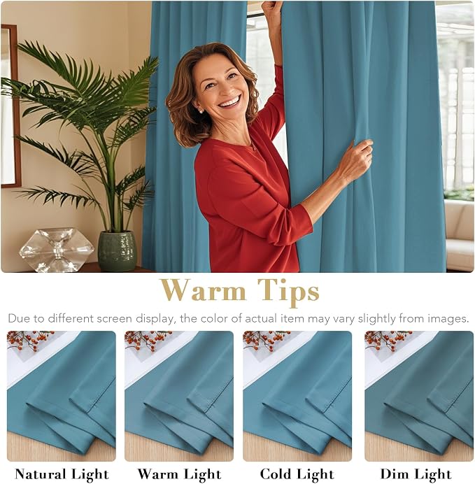 H.VERSAILTEX Blackout Curtains Thermal Insulated Window Treatment Panels Room Darkening Blackout Drapes for Living Room Back Tab/Rod Pocket Bedroom Draperies (2 Panels, Storm Blue, 52 x 96 Inch)