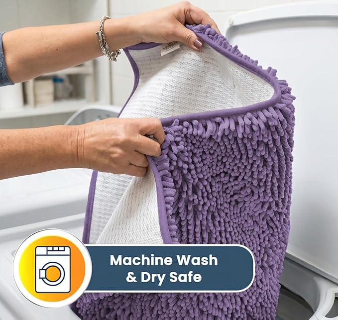 Muddy Mat® | Super Water Absorbent Door Mat Indoor, Microfiber Quick Dry Chenille Entryway Rug, Slip Resistant Front Door Mat, Indoor Mats for Entryway, Machine Washable Pet Rug, Lavender 19" x 30"