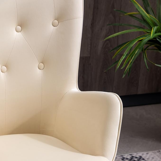 Roundhill Furniture Doarnin Silky Velvet Tufted Button Accent Chair, White