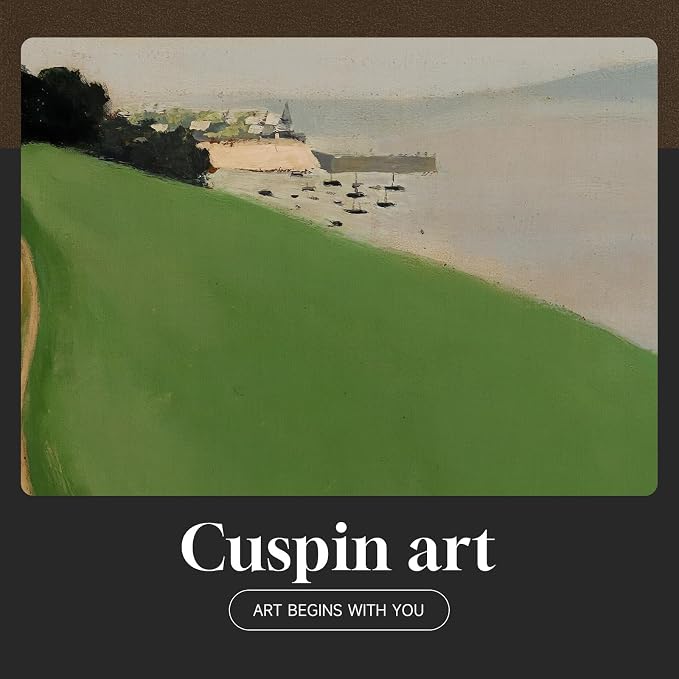 Vintage Framed Green Abstract Landscape Wall Art, Modern Minimalist Coastal Canvas Paintings Artwork for Walls, Rustic Nature Pictures for Living Room Bedroom Dining Room Office Wall Decor, 24x36 In