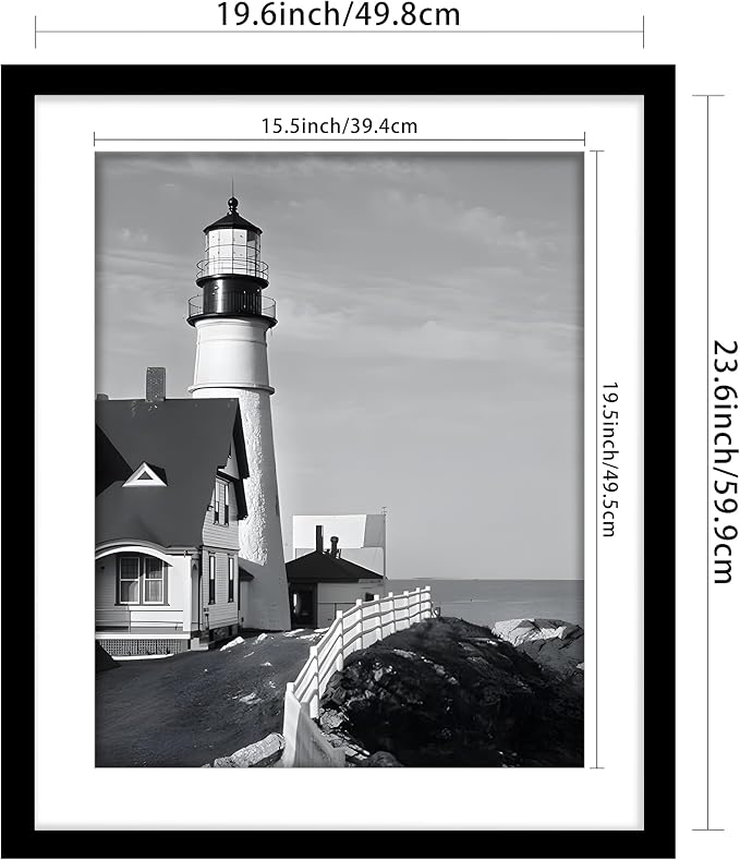 Picrit 20x24 Picture Frame 3 Pack, Black Poster Frame, Display Poster 16 x 20 with Mat or 20 x 24 without Mat for Horizontal or Vertical Wall Mounting