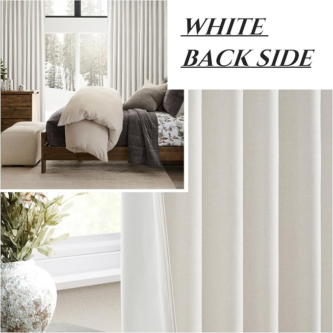 QJmydeco Custom Made Curtains 86 Inches Long for Bedroom 2 Panels Set, Blackout Drapes for 84-88 Inch Tall Window Curtains Living Room Modern Farmhouse (W50 x L86) Back Tab/Rod Pocket Cream Ivory