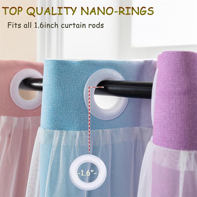 Cute Star Blackout Curtains for Girls Bedroom, Princess Curtains, W40X L84 | 2 Panels Pink Purple Thick Grommet Top Star Cutout Curtains, Double Layer Nursery Kids Curtains, Aesthetic Living Room Decor