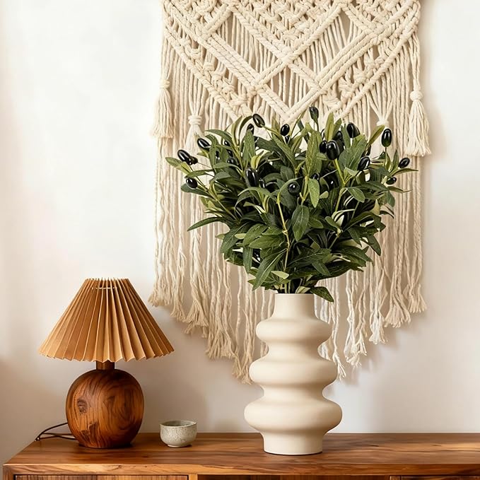 10 PCS 18 Inch Faux Olive Branches for Vases - Realistic Faux Olive Tree Stems with Lifelike Leaves & Fruits, Eucalyptus Stems,Faux Greenery Stems for Centerpieces,Home Decor&Wedding Decor