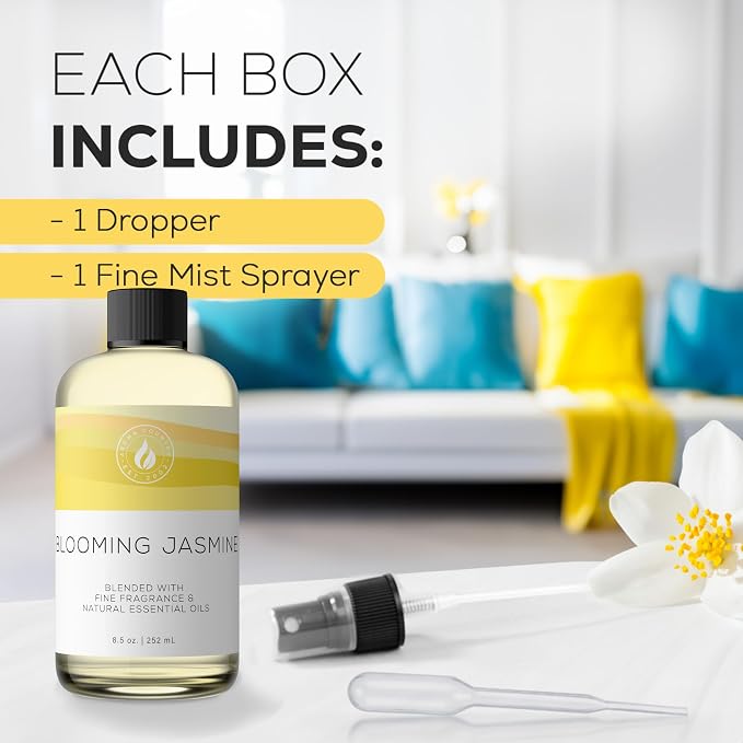 Aroma Country Blooming Jasmine Luxury Diffuser Oil Refill (8.5 Fl Oz) | Hotel-Inspired • Long-Lasting Home Fragrance • for Aromatherapy, Reed Diffusers, Diffuser Machines & Room Sprays