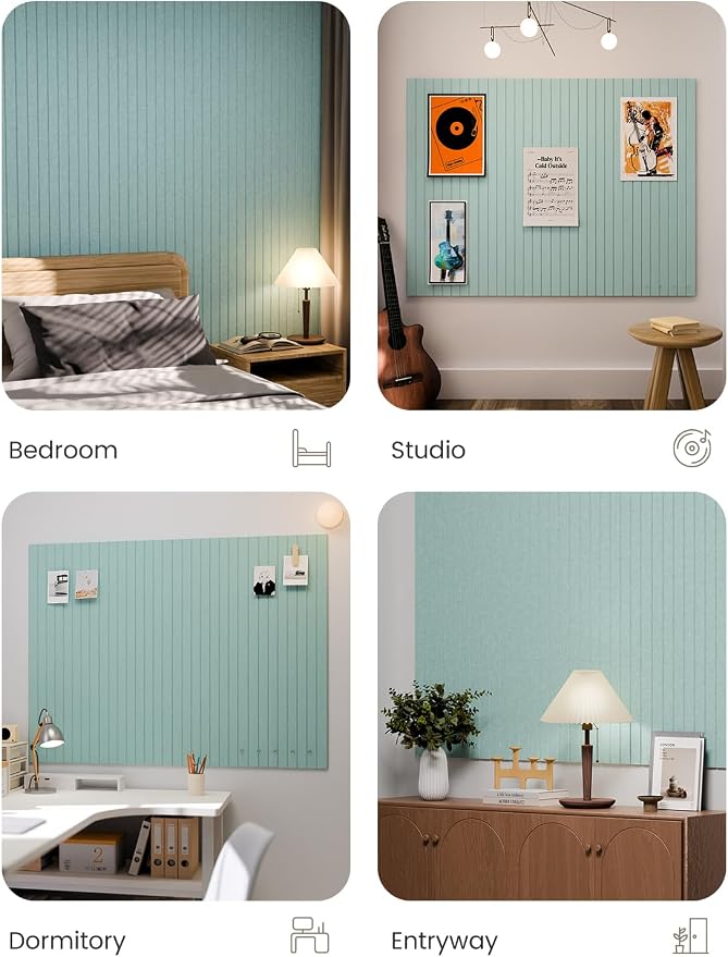 Fluxynara Large Felt Bulletin Board 48" x 36" Cork Board Alternative-12 Pack with 64 Safe Removable Adhesive Tabs, Cork Boards for Walls Felt Board for Home Office Classroom Pin Board-Teal Blue