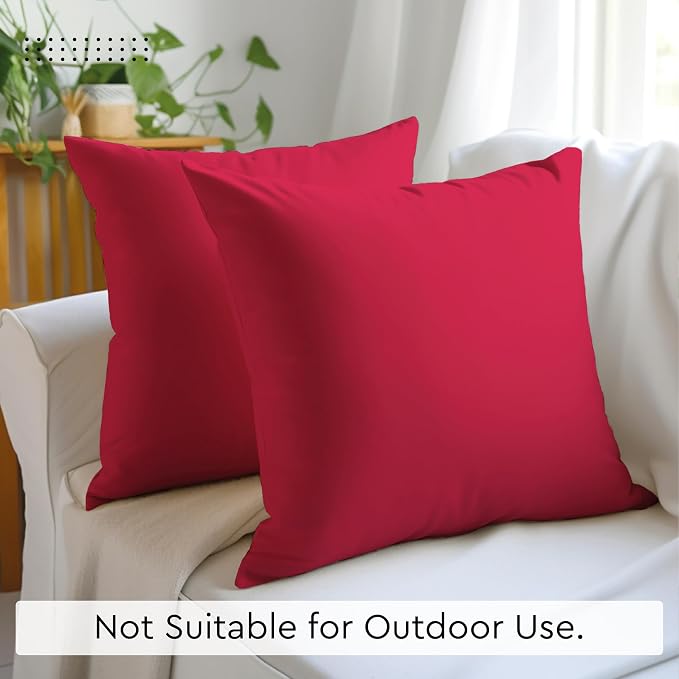 Encasa XO Throw Pillow Covers 18x18 in Set of 2 Hot Pink | No Inserts | Cotton Pillow Covers for Living Room, Bed, Sofa, Couch | Decorative Cushion Covers with Improved Zipper