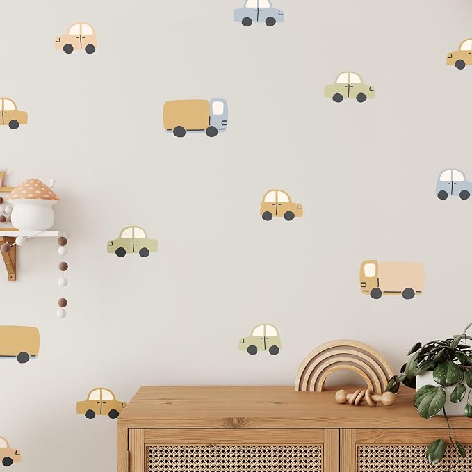 Removable Wall Decals for Kids Room – Peel and Stick Wall Stickers for Girls & Boys Bedroom, Playroom & Nursery – Easy to Apply Wall Decor - Toycars